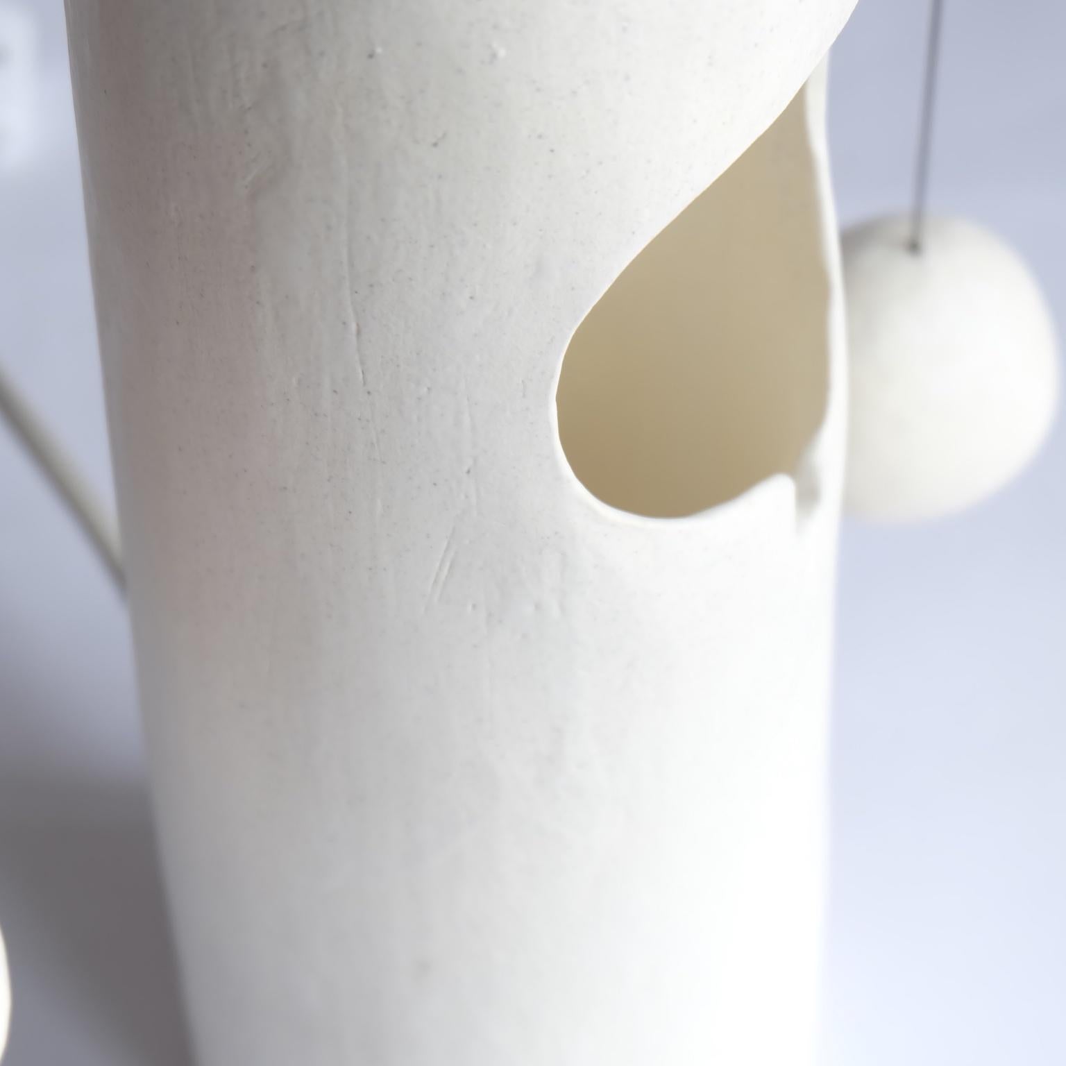 Neco, Contemporary Sculptural Hand-Built Ceramic Table Lamp in Matte White 1