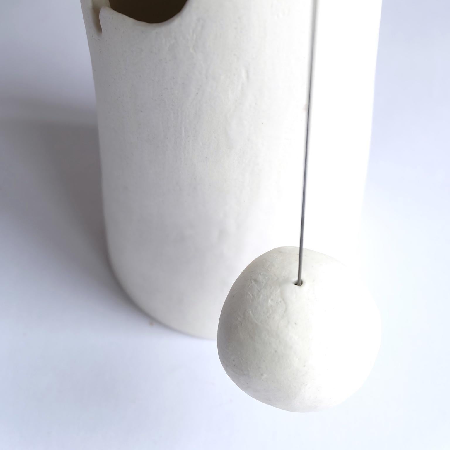 Neco, Contemporary Sculptural Hand-Built Ceramic Table Lamp in Matte White In New Condition In Brooklyn, NY