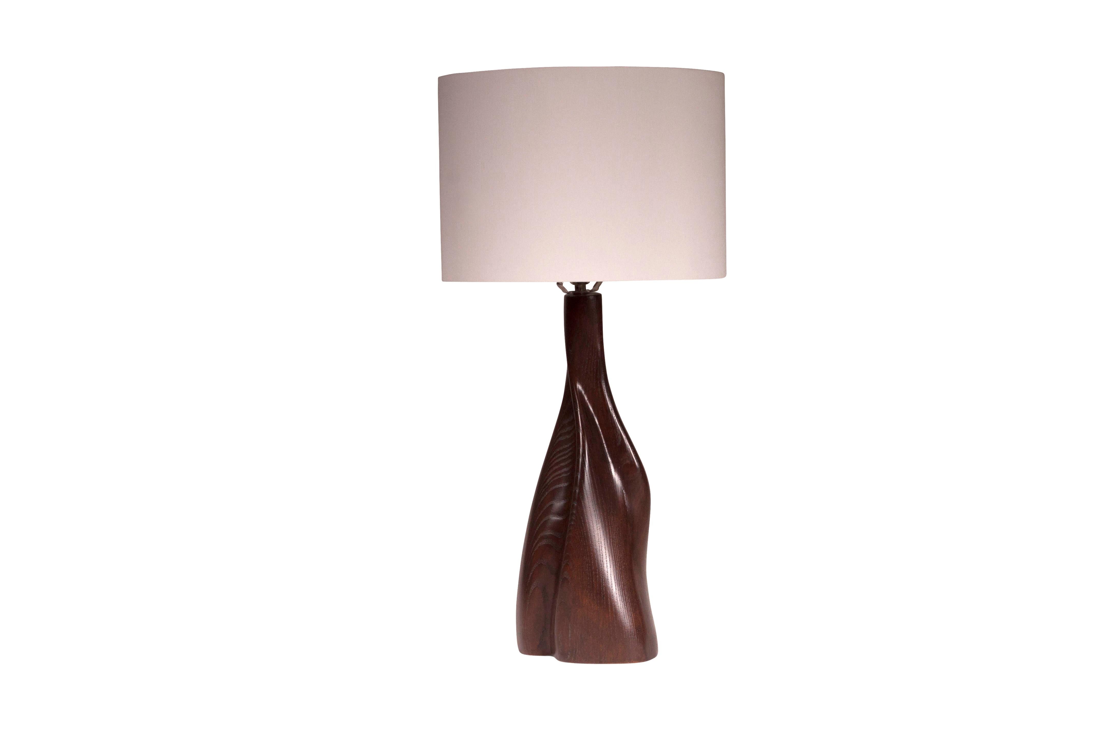 Carved Amorph Nectar Table Lamp, Dark Brown For Sale