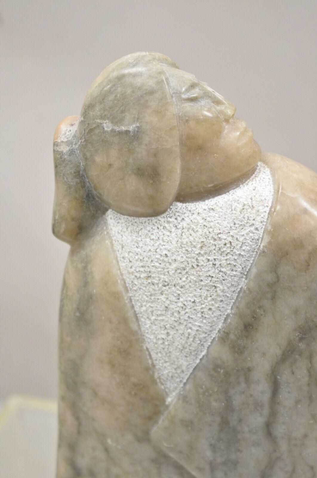 20th Century Ned Archuleta Native American Figural Woman Alabaster Sculpture For Sale