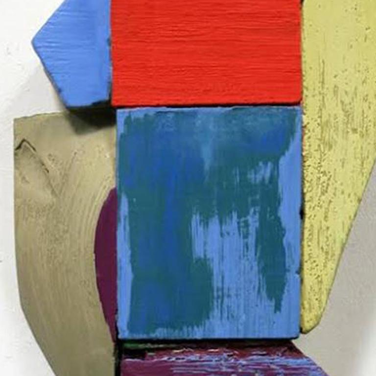 Relief mural 3 - Peinture à l'huile et résine sur bois - Abstrait moderne - Multicolore - Géométrique abstrait Sculpture par Ned Evans
