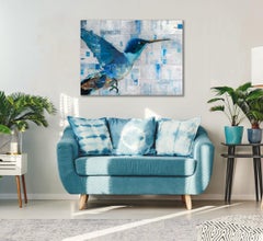 "Again, " Abstract Hummingbird Painting