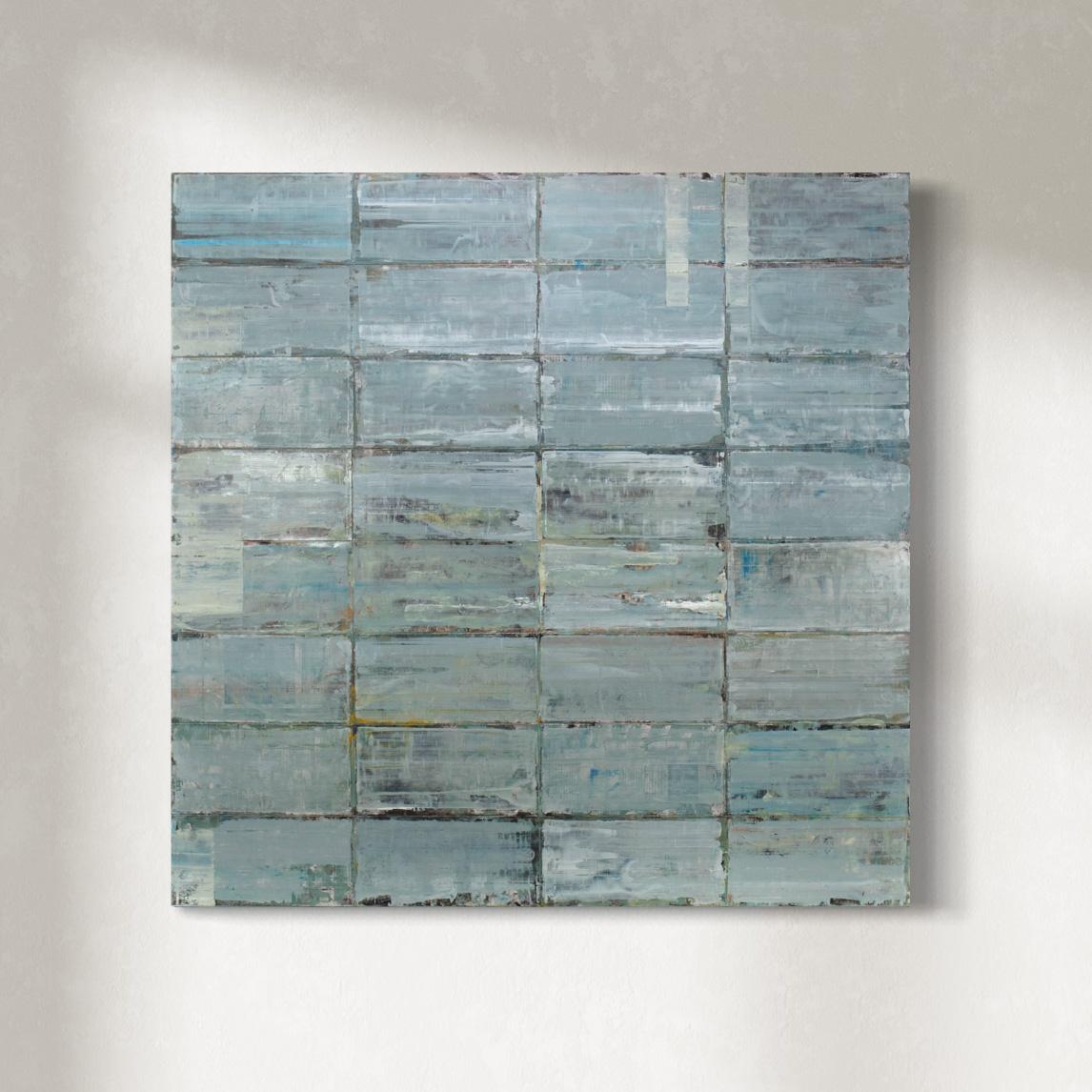 Abstract Painting di Ned Martin - "Pittura ad olio geometrica astratta "First Glance