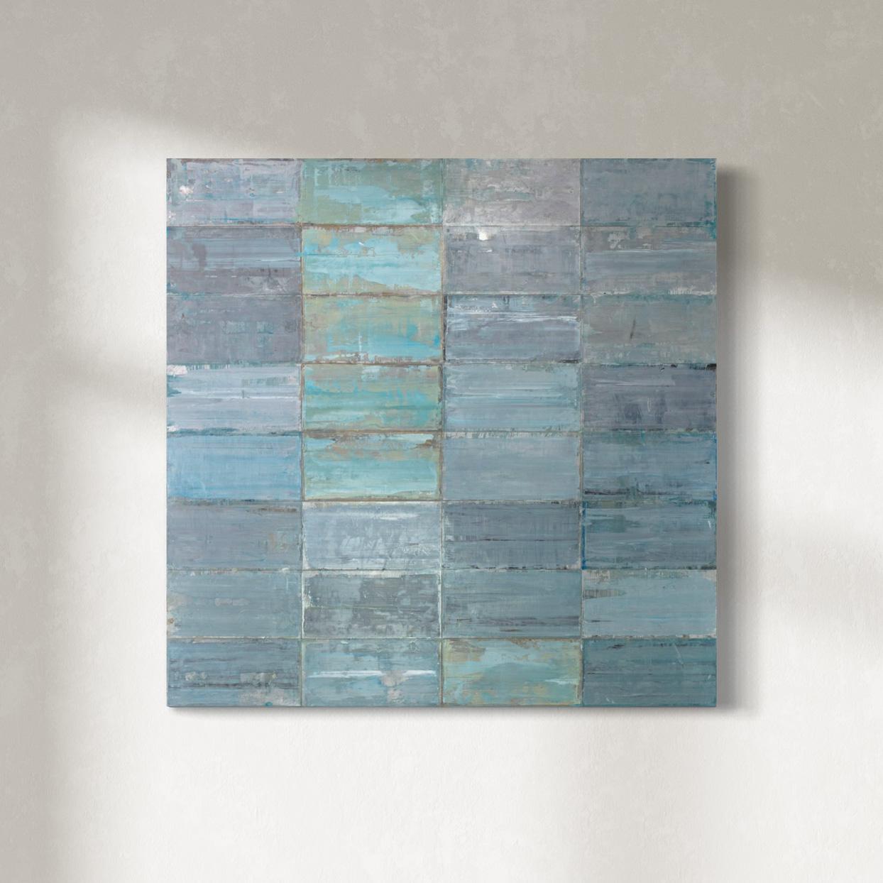 Abstract Painting di Ned Martin - "Gratificazione istantanea" Pittura ad olio geometrica astratta