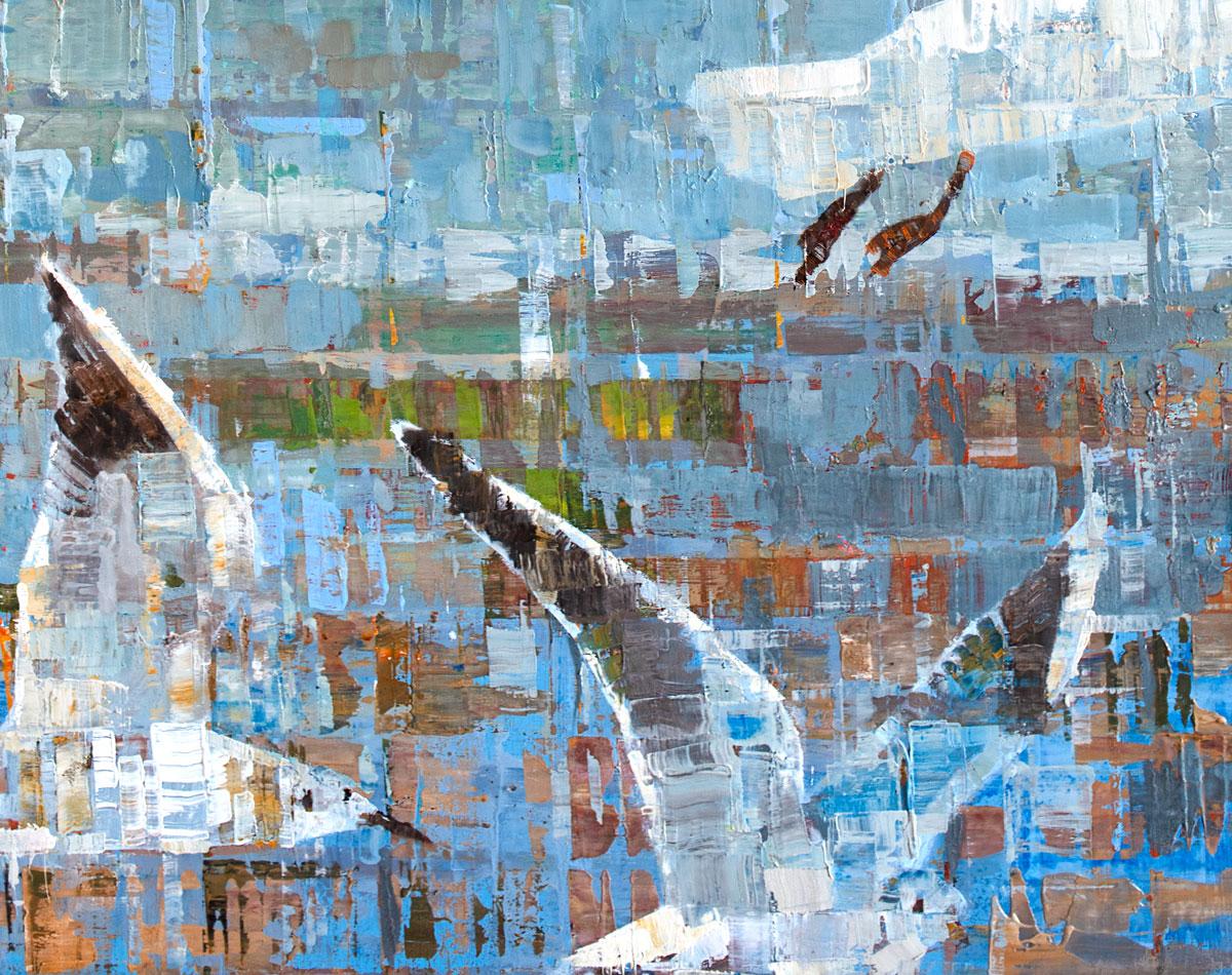Peinture d'oiseaux abstraits « New Beginnings » - Abstrait Painting par Ned Martin