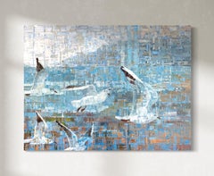 "Nuevos Comienzos", Pintura Abstracta de Pájaros