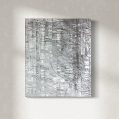 "Jugar" Pintura al óleo abstracta en plata metalizada