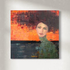 "Spiriti attraverso il tempo IX", pittura astratta di ritratto