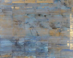 'Traveler', Abstract Geometric Oil Painting on reclaimed Aluminum