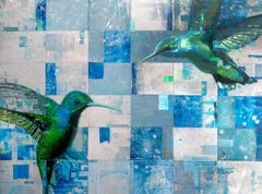 Abstraktes Gemälde ""Union" mit Hummingbird