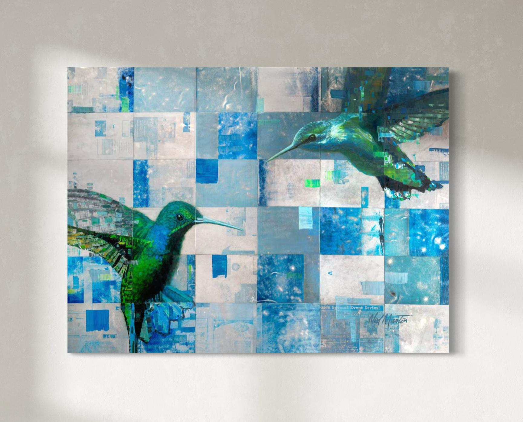 Animal Painting di Ned Martin - "Union", pittura astratta di colibrì