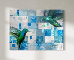 "Unión", pintura abstracta de un colibrí