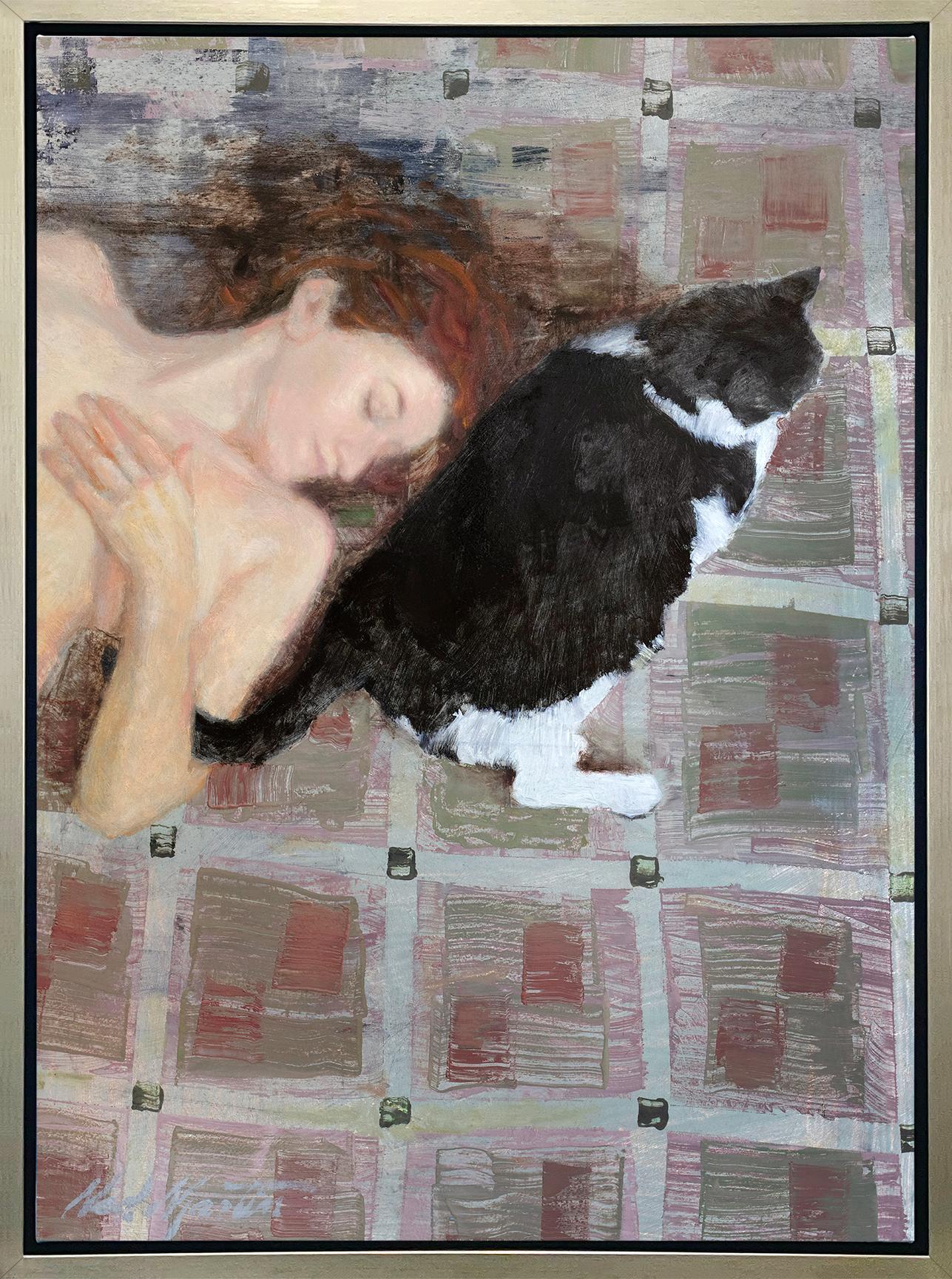 Ned Martin Figurative Print - "Lazy Day, " Framed Limited Edition Giclee Print, 60" x 45"