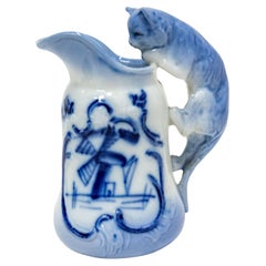 Pichet à lait miniature en faïence de Delft représentant un chat, fin du 19ème siècle