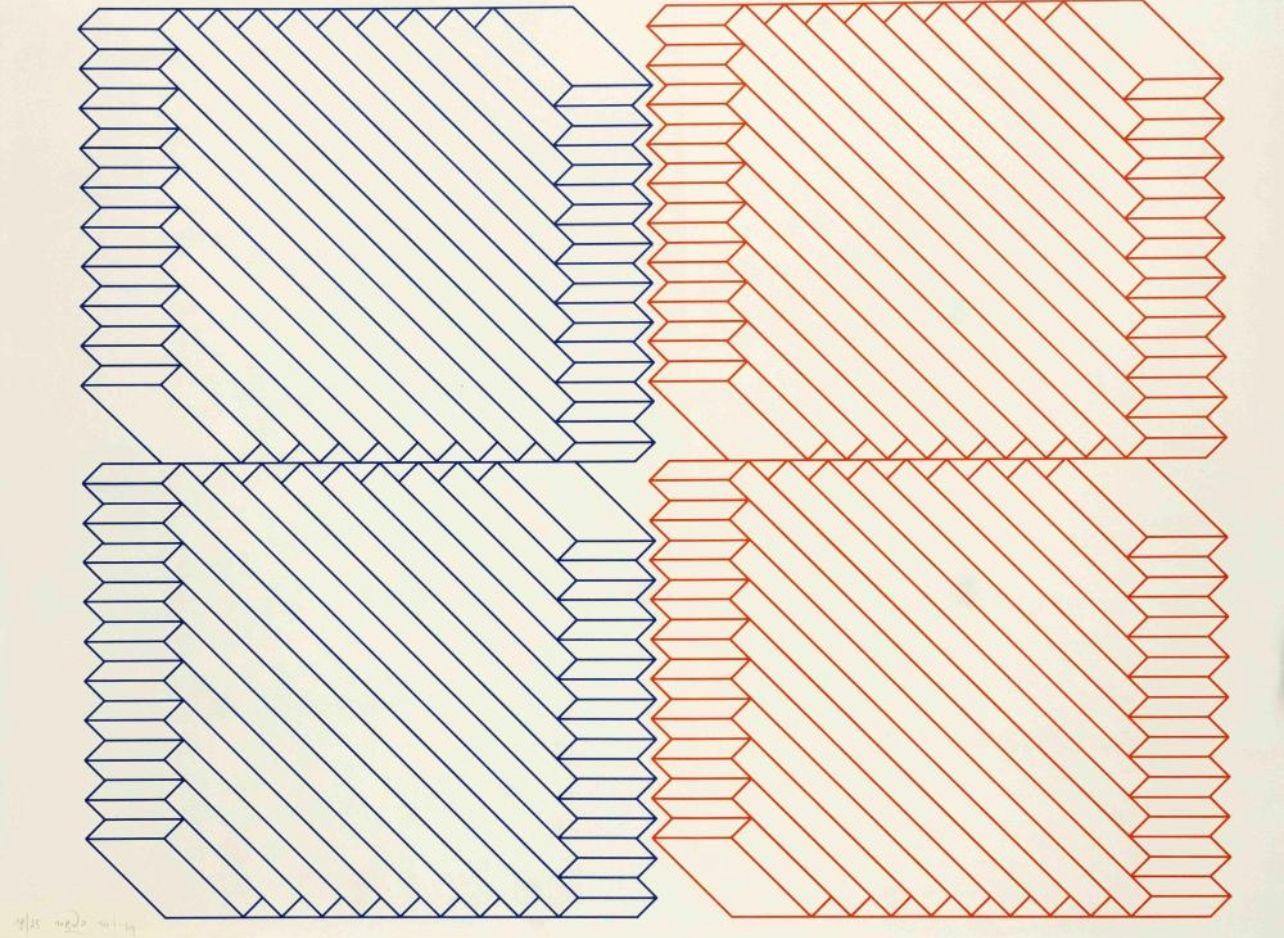 Nedo Mion Ferrario Abstract Print – Zusammensetzung 1969