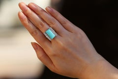 Art Deco Persian Turquoise and Diamond Cocktail Ring