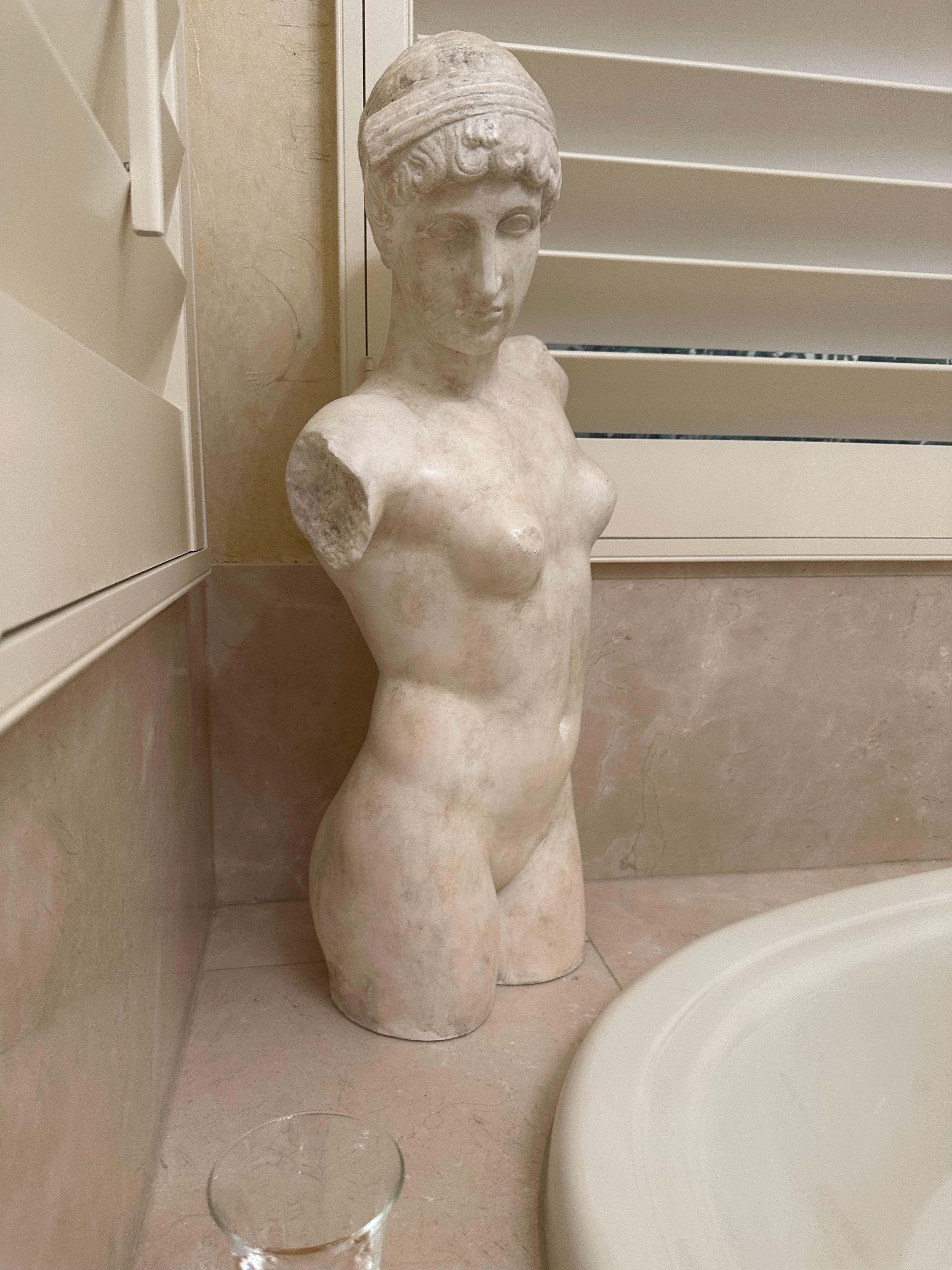 20th Century NEED DIMS Faux Marble Torso of Venus For Sale