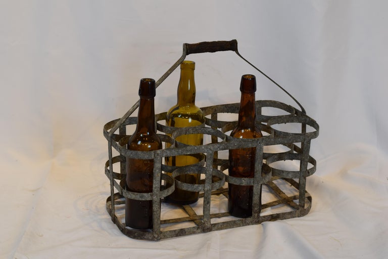 Early 20th Century Vintage French Eight Bottle Wine Carrier Basket at 1stDibs