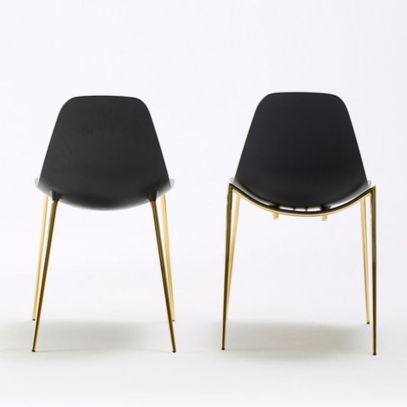 Contemporary Needle Armchair or Chair in Polished Aluminium or with Polished Brass For Sale