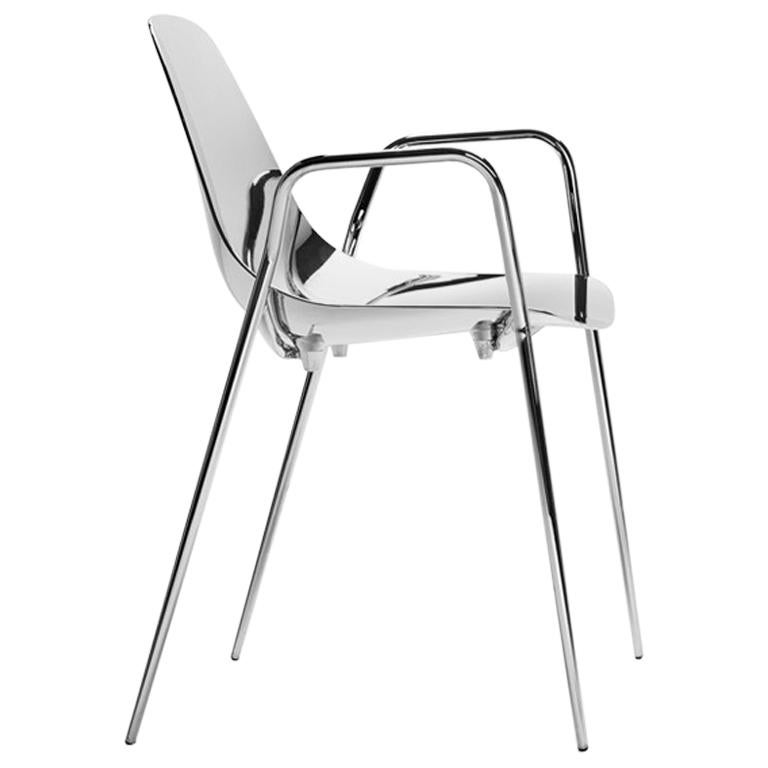 Needle Armchair or Chair in Polished Aluminium or with Polished Brass For Sale