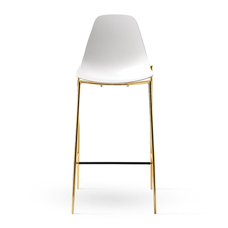 Barhocker Needle Weiß und Gold (Vergoldet) im Angebot
