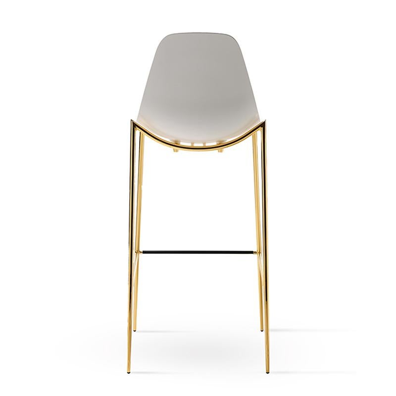 Barhocker Needle Weiß und Gold im Zustand „Neu“ im Angebot in Paris, FR