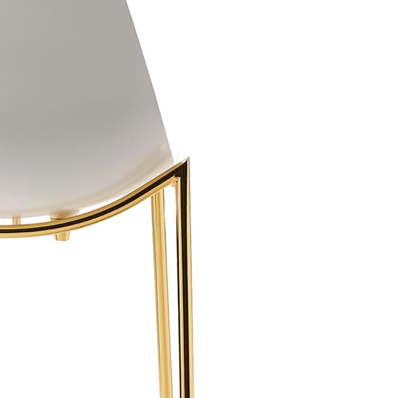 Italian Needle White and Gold Bar Stool For Sale