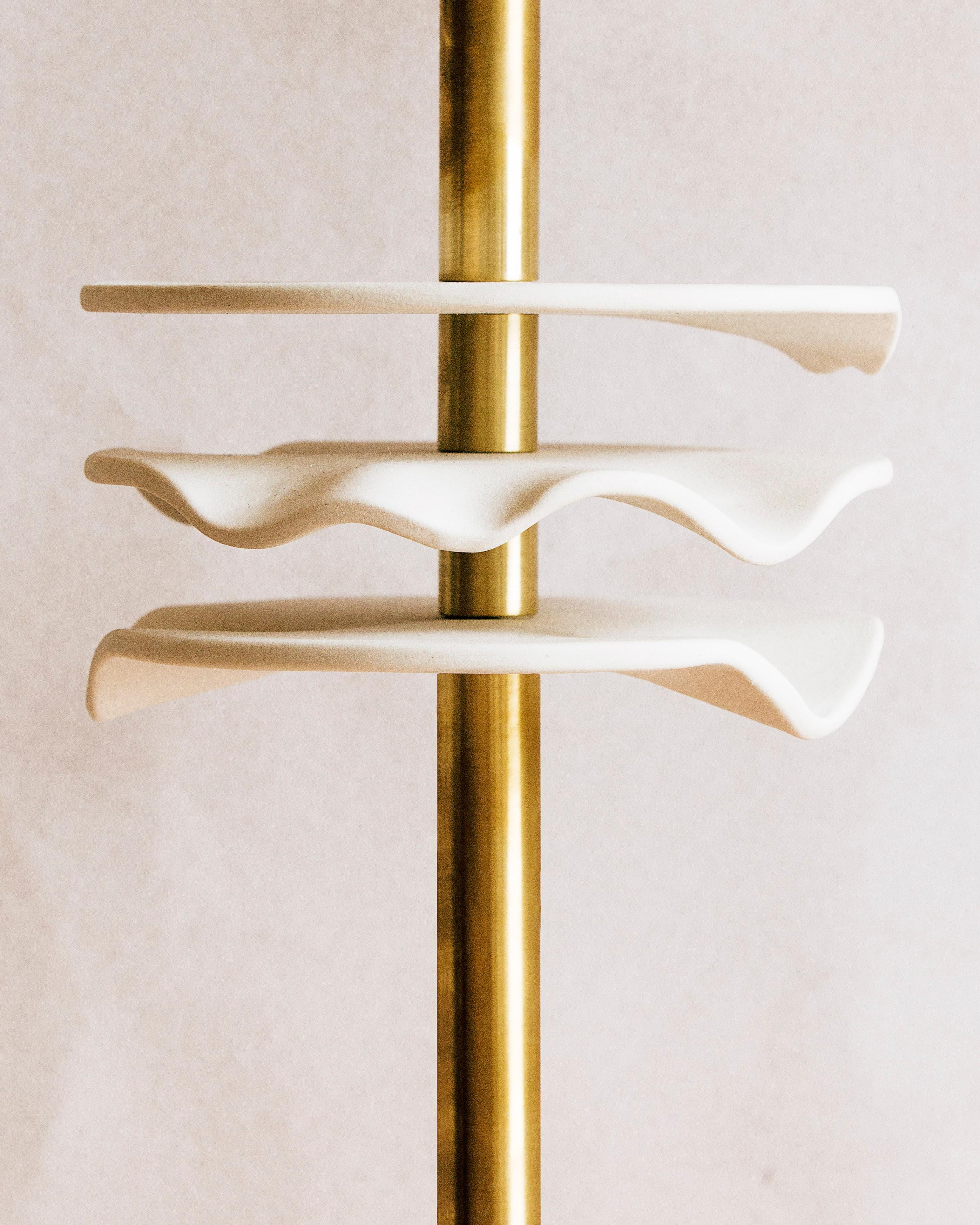 Modern Needle Pendant Light in Porcelain and Brass For Sale