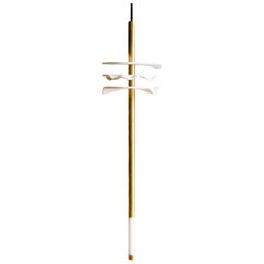 Needle Pendant Light in Porcelain and Brass