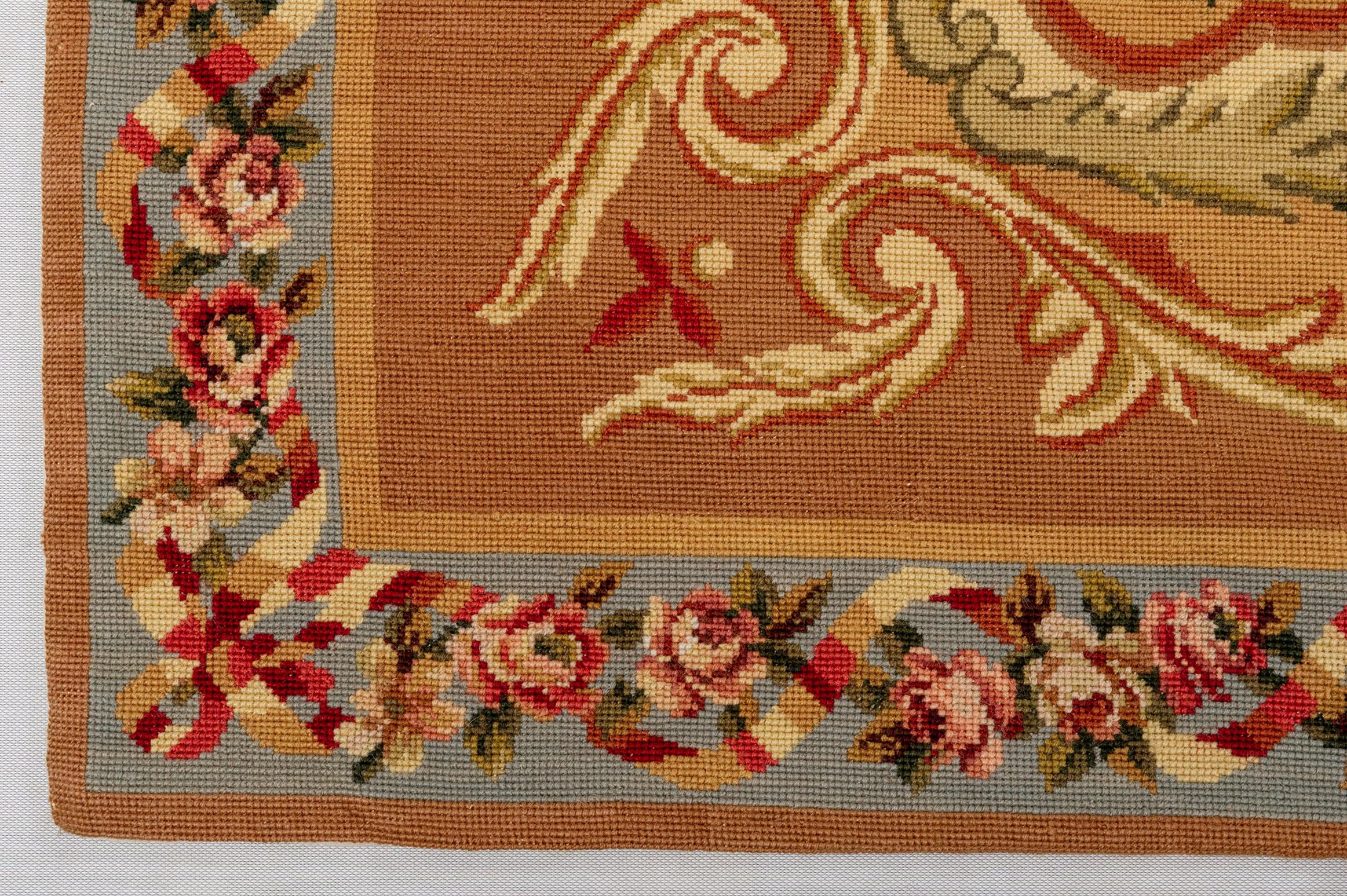 Hand-Woven Needle Point Carpet or Tapestry in Aubusson Style For Sale