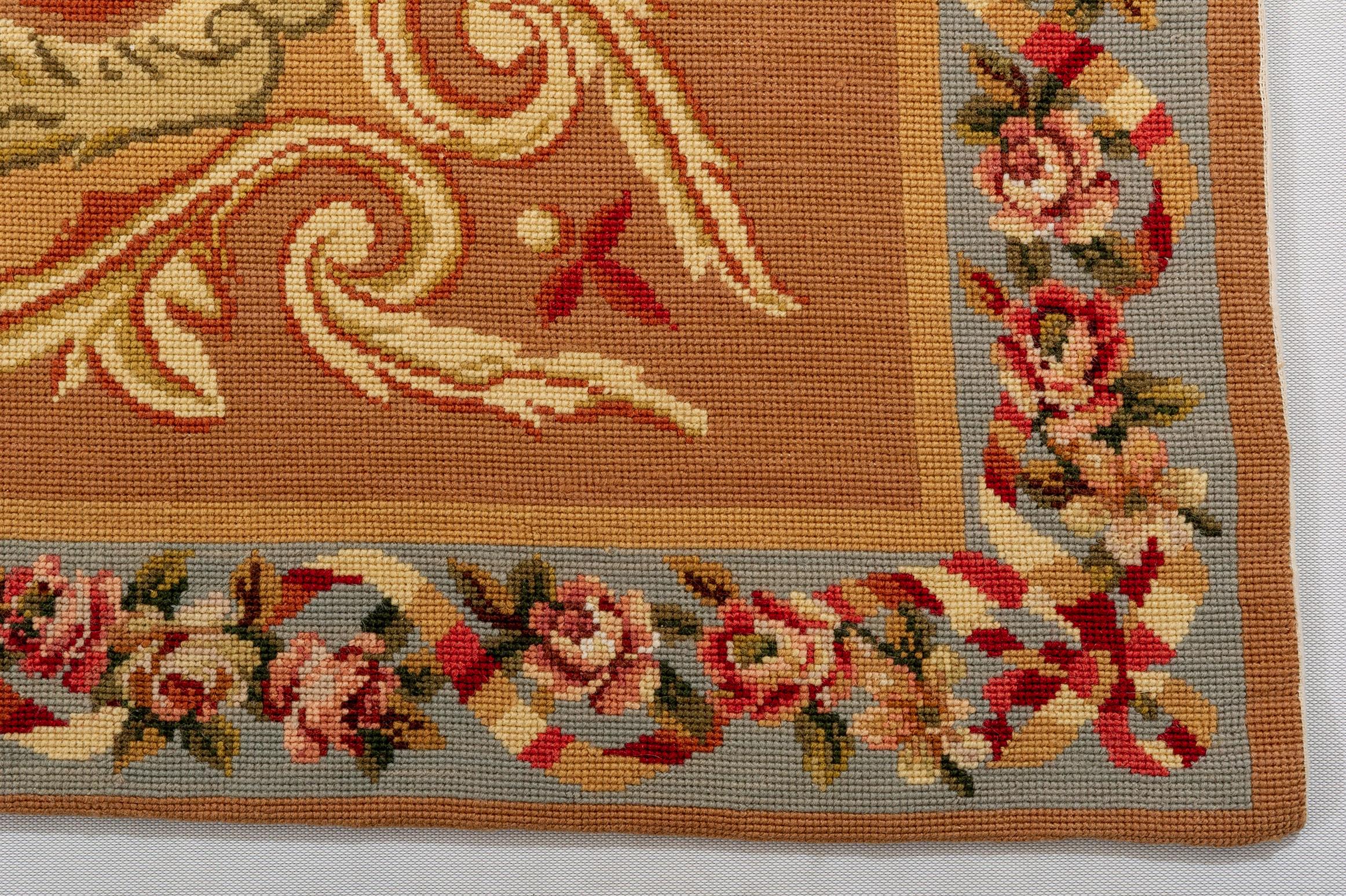 Wool Needle Point Carpet or Tapestry in Aubusson Style For Sale