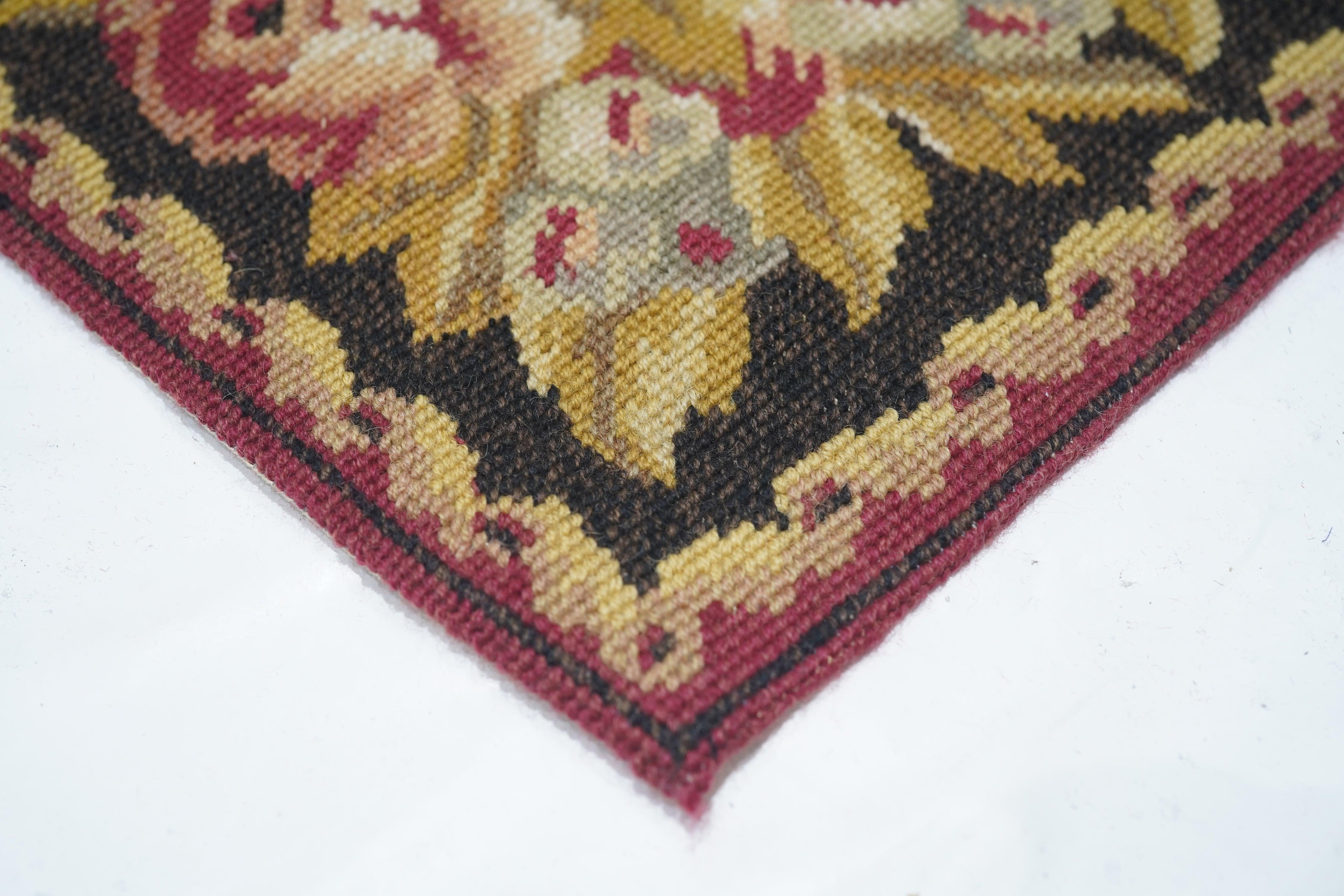 European Needle Point Runner 2'8'' x 9'11'' For Sale