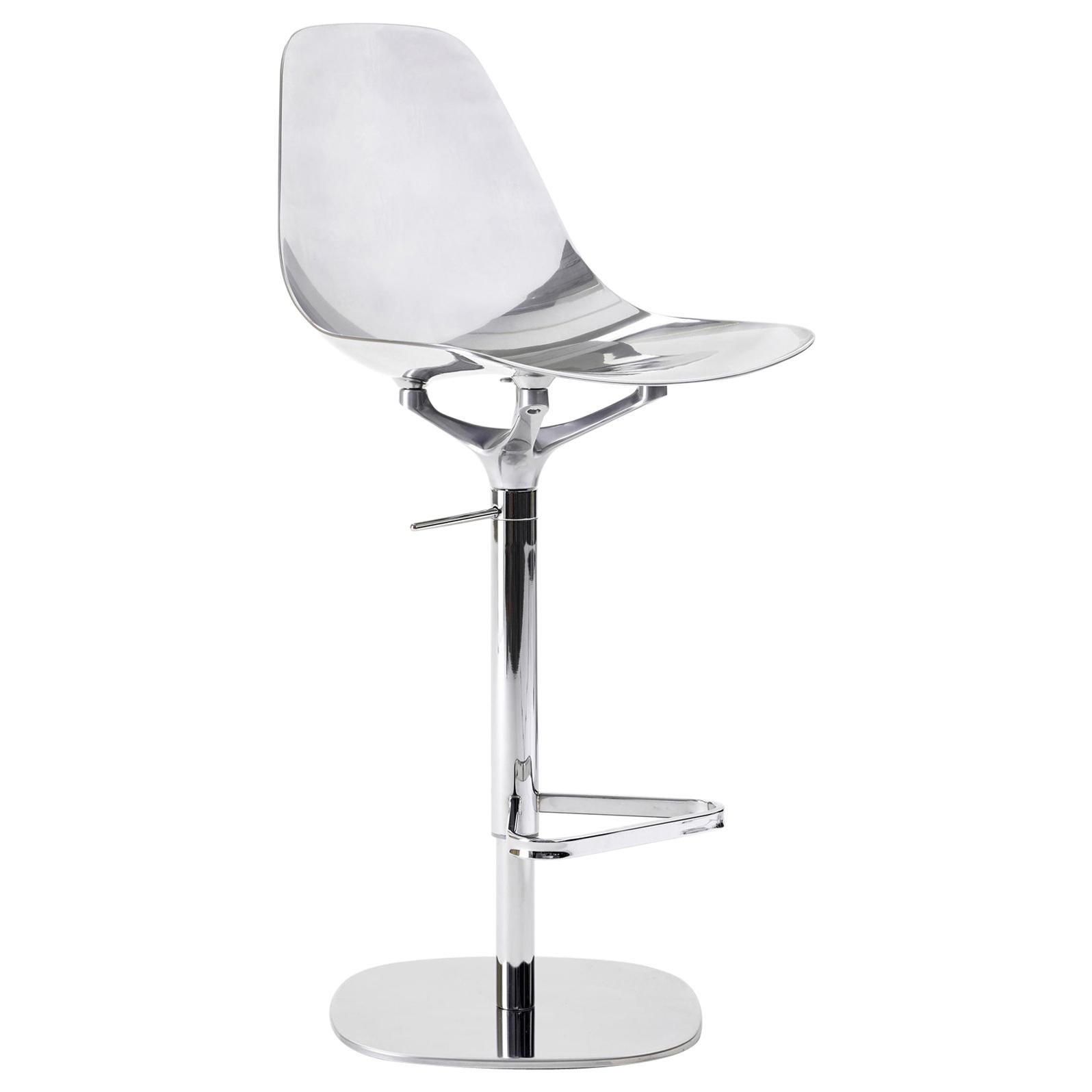Tabouret de bar pivotant à aiguille en finition chromée