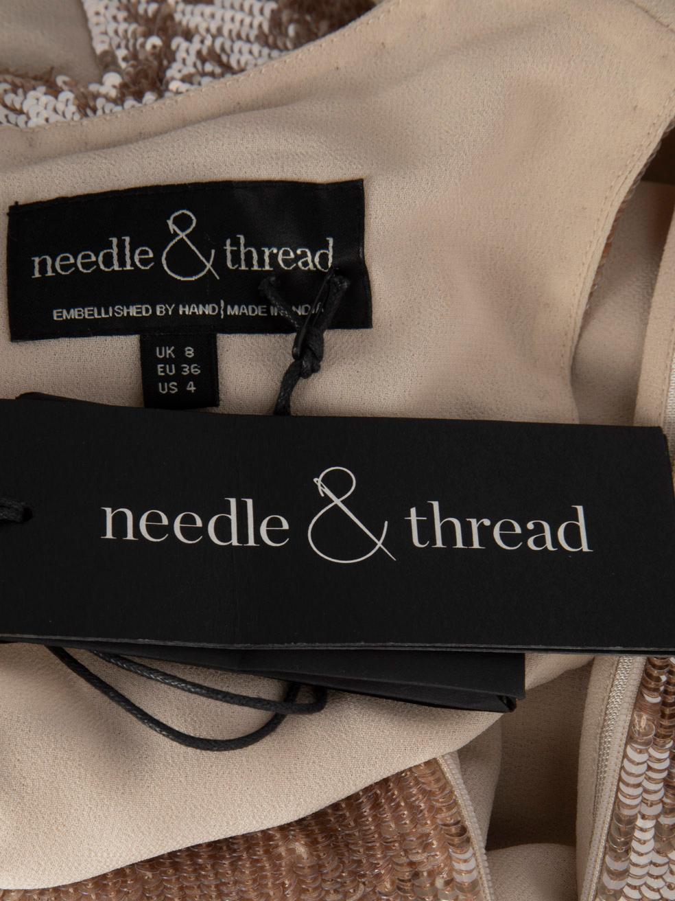 Needle & Thread Beige Sequin Sleeveless Mini Dress Size S 1