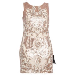 Needle & Thread Beige Sequin Sleeveless Mini Dress Size S