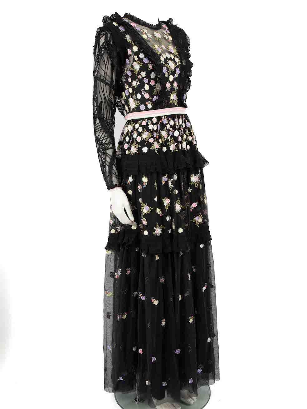 CONDITION is Very good. Minimal wear to dress is evident. Minimal wear to the front and back with loose threads to the embroidery on this used Needle & Thread designer resale item.
 
 
 
 Details
 
 
 Black
 
 Synthetic
 
 Maxi dress
 
 Floral