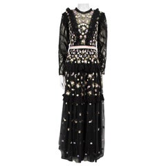 Needle & Thread Black Floral Embroidery Maxi Dress Size M