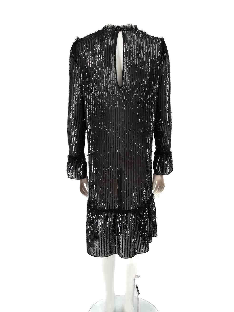 Needle & Thread Black Sequin Tunic Dress Size M In Good Condition For Sale In London, GB