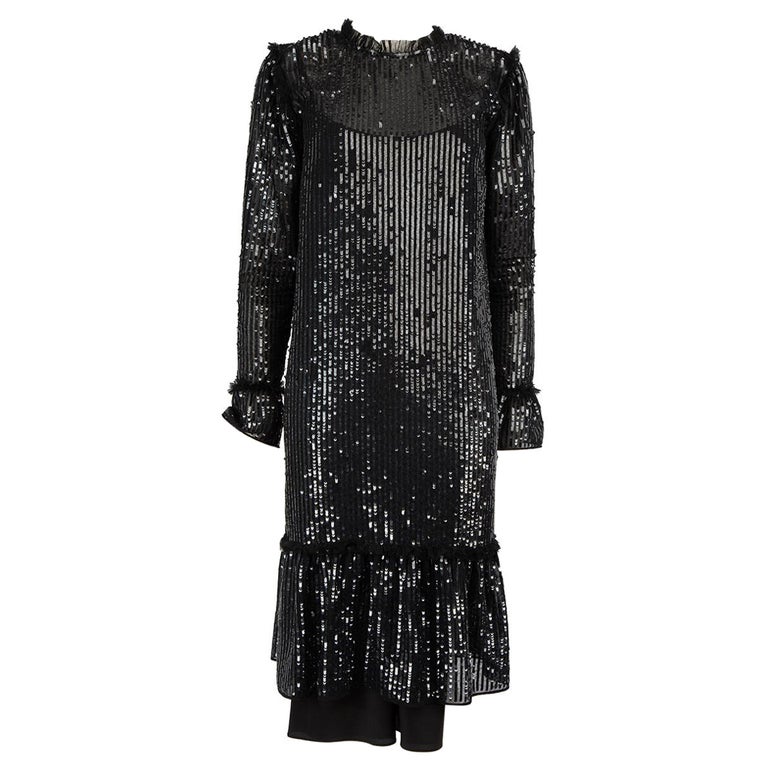 Needle and Thread Black Sequin Tunic Dress Size M For Sale at 1stDibs