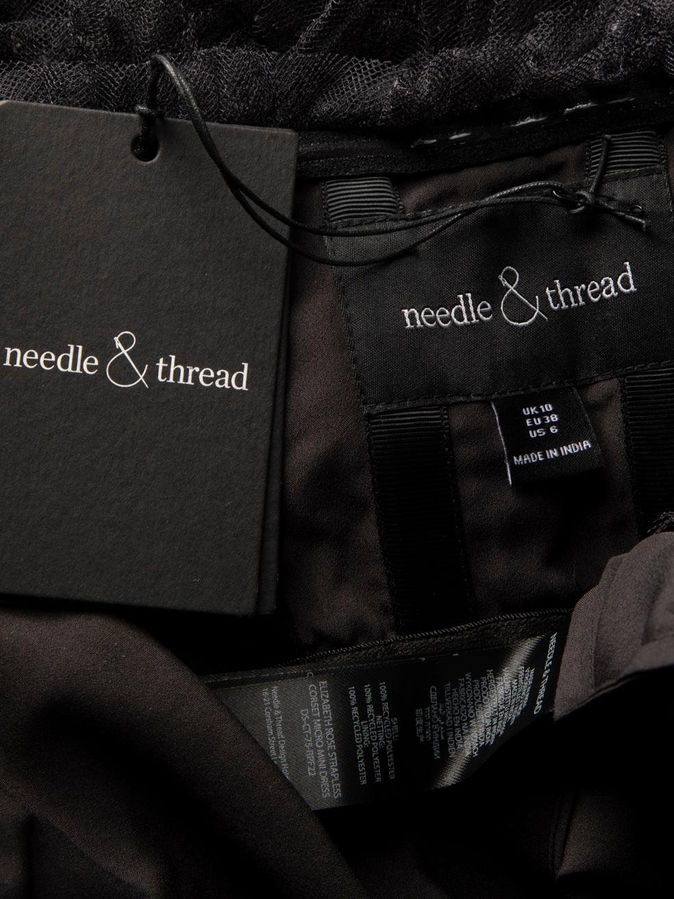 Needle & Thread Schwarzes Tüll-Rüschen-Minikleid Größe M im Angebot 1