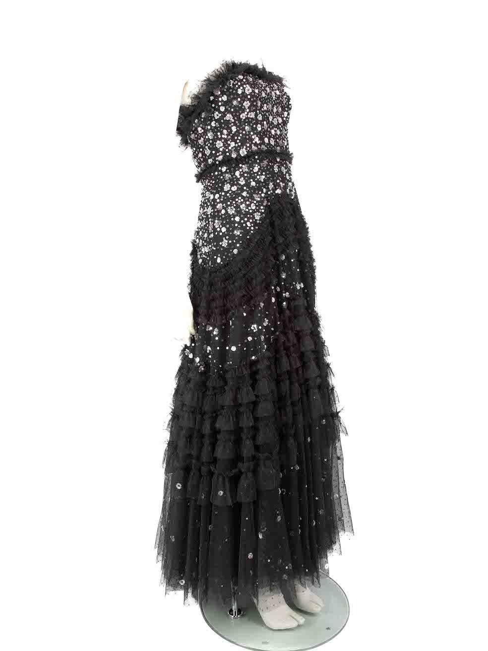 CONDITION is Very good. Hardly any visible wear to dress is evident on this used Needle & Thread designer resale item.
 
 
 
 Details
 
 
 Black
 
 Polyester
 
 Dress
 
 Floral sequin embellished
 
 Strapless
 
 Midi
 
 Side zip and hook fastening
