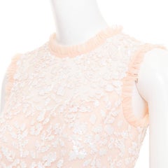 NEEDLE & THREAD Bridal blush pink white sequin ruffle edge midi dress UK8 S