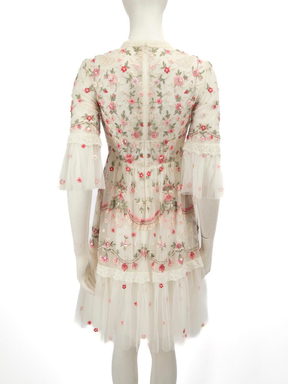 Beige Needle & Thread Butterfly Meadow Embroidered Dress Size S