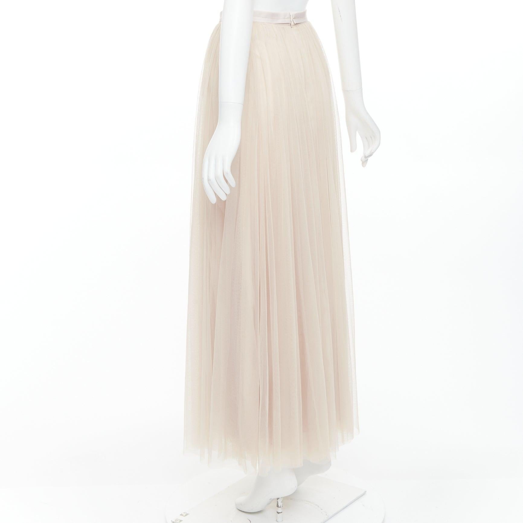 Jupe midi à bordure ruban champagne NEEDLE & THREAD GB6 XS Pour femmes en vente