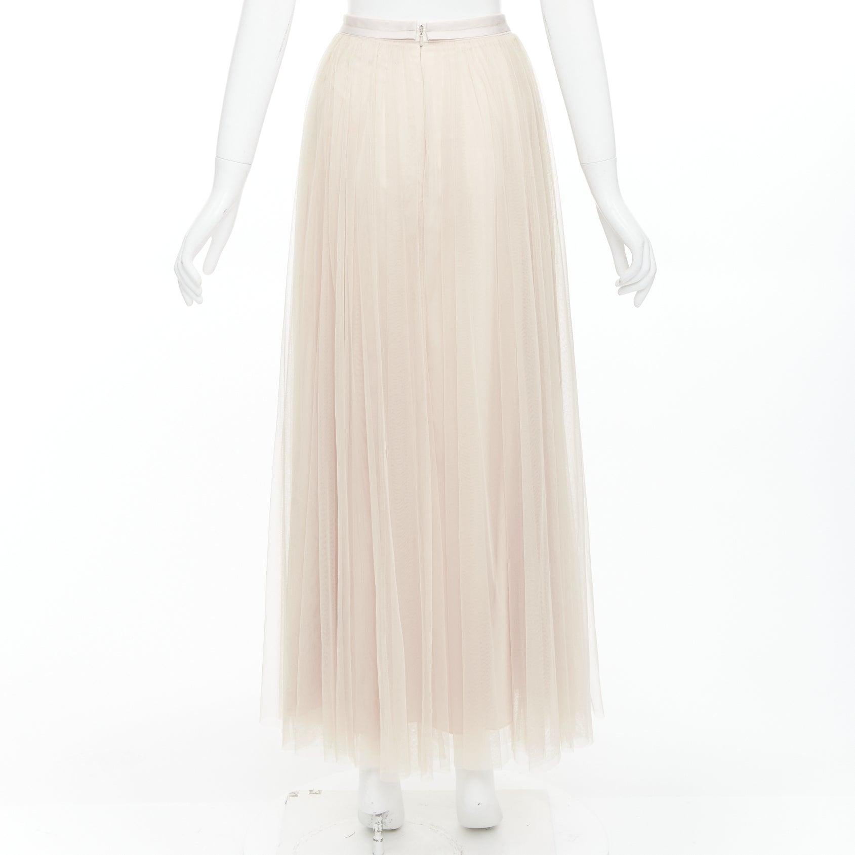 Jupe midi à bordure ruban champagne NEEDLE & THREAD GB6 XS en vente 1