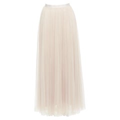 NEEDLE & THREAD champagne tulle ribbon trim waist midi skirt UK6 XS