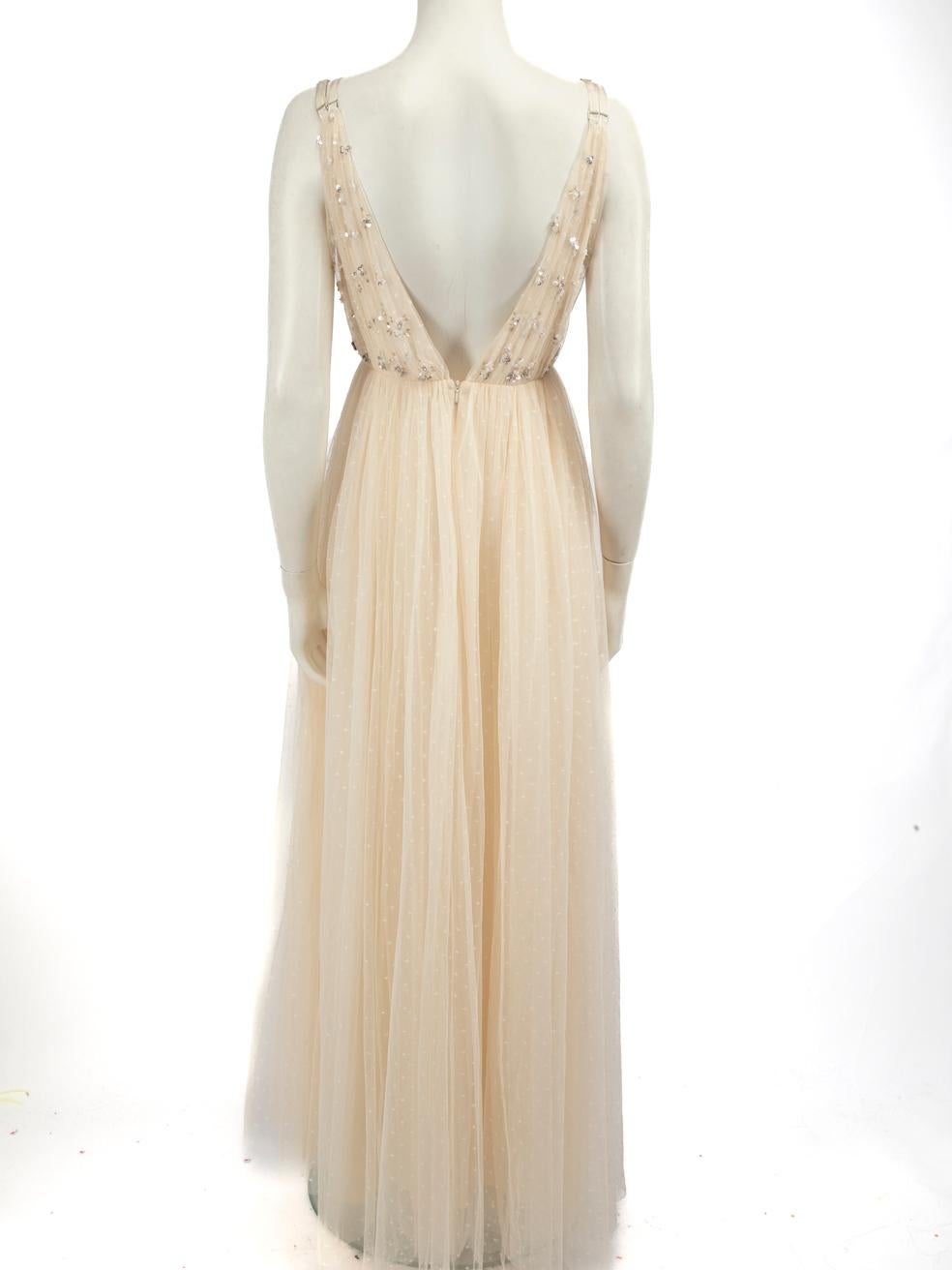 Nadel & Faden Ecru Tüll verschönert Maxi Kleid Größe S (Beige)