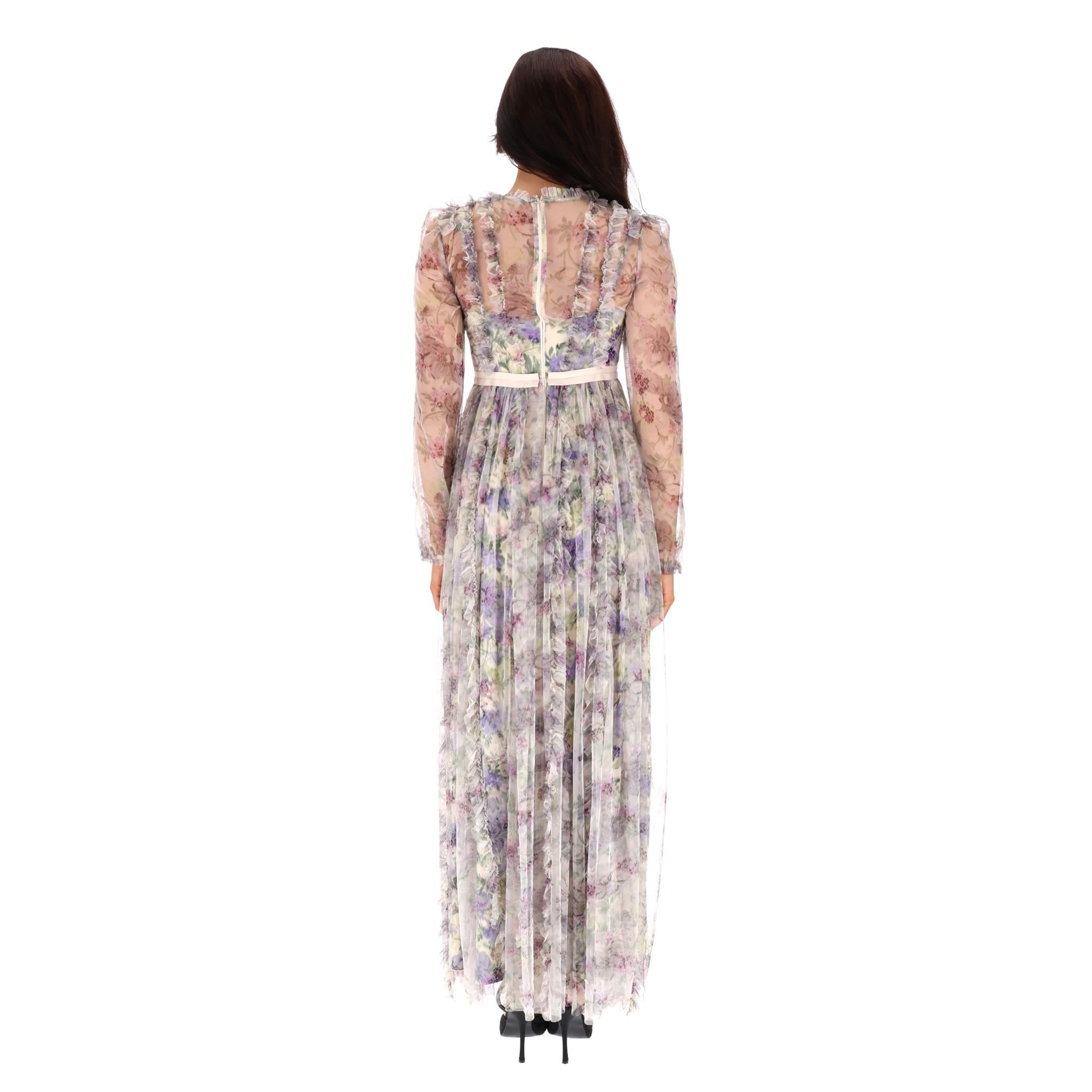 Needle & Thread Floral Tulle Maxi Dress In Excellent Condition In London, GB