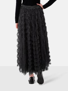 Needle & Thread Graphite Star Tulle Ruffle Maxi Skirt Size L