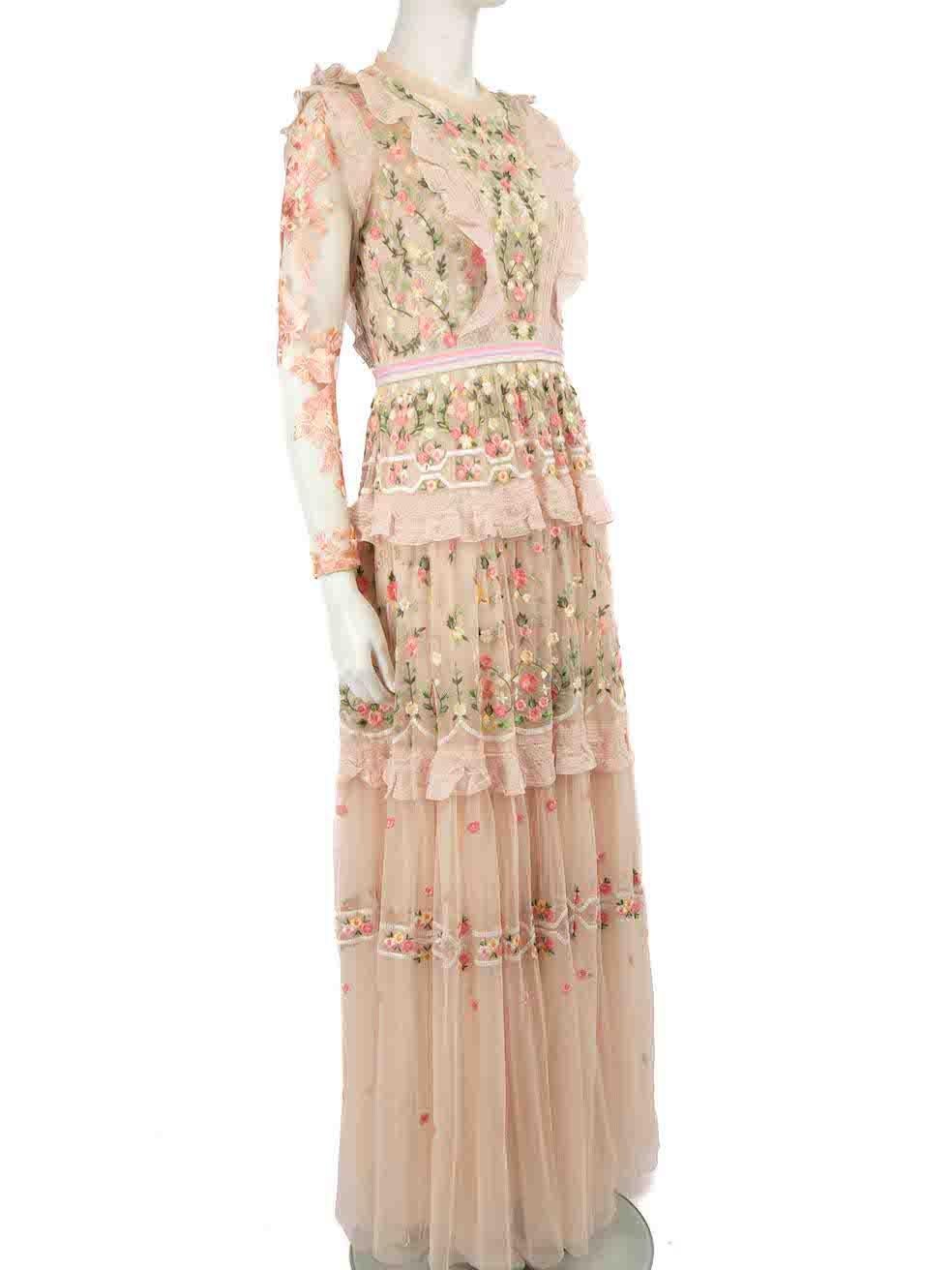 CONDITION is Very good. Minimal wear to dress is evident. Minimal wear to the front, back and left sleeve with loose threads to the embroidery on this used Needle & Thread designer resale item.
 
 
 
 Details
 
 
 Pink
 
 Synthetic
 
 Maxi dress
 
